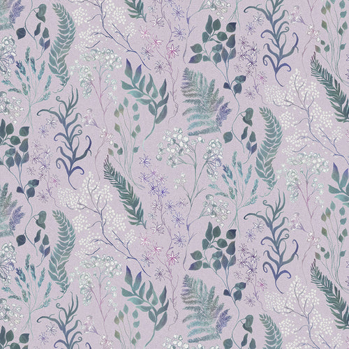 Floral Purple Fabric - Aileana Printed Cotton Fabric (By The Metre) Viola Voyage Maison