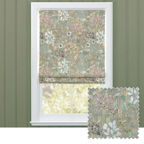 Floral Grey M2M - Ailsa Printed Cotton Made to Measure Roman Blinds Granite Voyage Maison