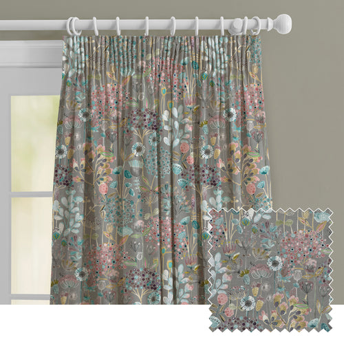 Floral Grey M2M - Ailsa Printed Made to Measure Curtains Granite Voyage Maison