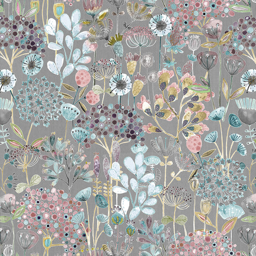 Floral Grey Wallpaper - Ailsa  1.4m Wide Width Wallpaper (By The Metre) Granite Voyage Maison