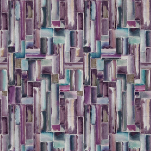 Abstract Purple Fabric - Albers Printed Cotton Fabric (By The Metre) Amethyst Voyage Maison
