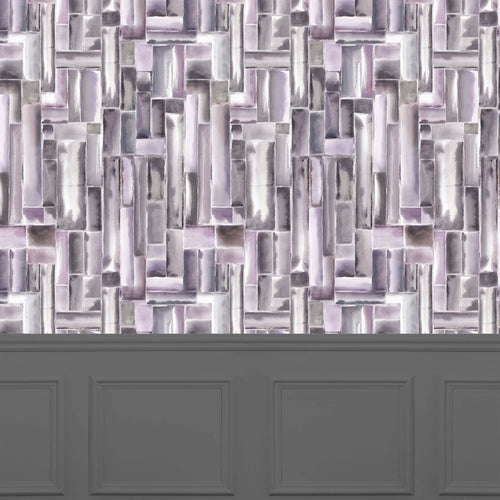 Abstract Grey Wallpaper - Albers  1.4m Wide Width Wallpaper (By The Metre) Onyx Voyage Maison