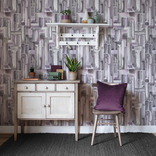 Abstract Grey Wallpaper - Albers  1.4m Wide Width Wallpaper (By The Metre) Onyx Voyage Maison