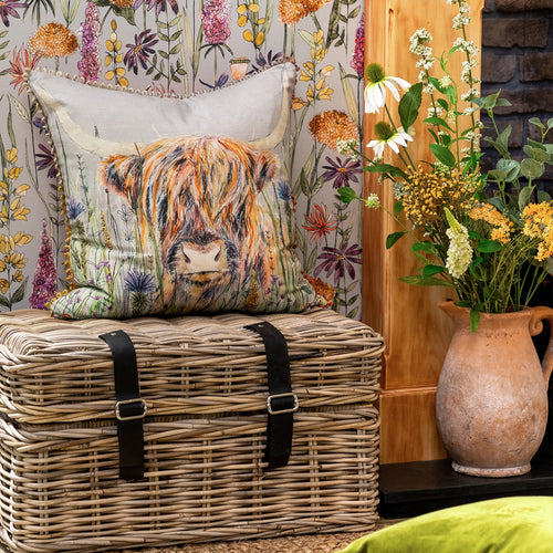 Voyage Maison Alfie Printed Feather Cushion in Silver