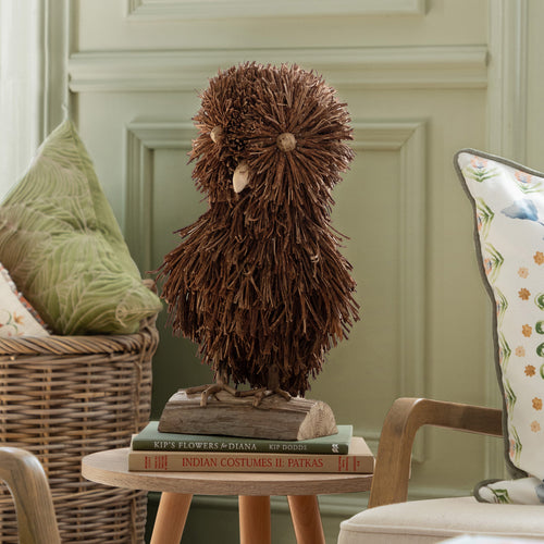 Brown Accessories - Alfred Hand Crafted Standing Owl Wooden Sculpture Brown Voyage Maison