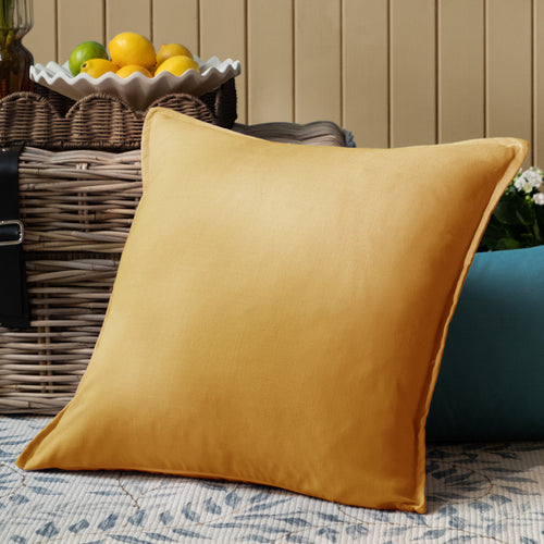 Plain Yellow Cushions - Alfresco Outdoor Square Oxford Polyester Filled Cushion Ochre Voyage Maison