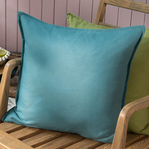 Plain Blue Cushions - Alfresco Outdoor Square Oxford Polyester Filled Cushion Teal Voyage Maison