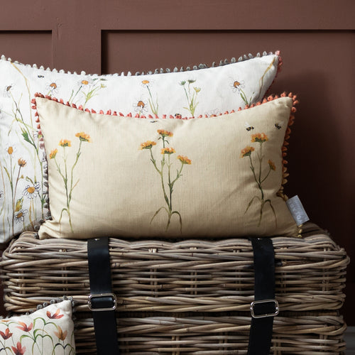 Floral Cream Cushions - Allimore Printed Feather Filled Cushion Linen Voyage Maison