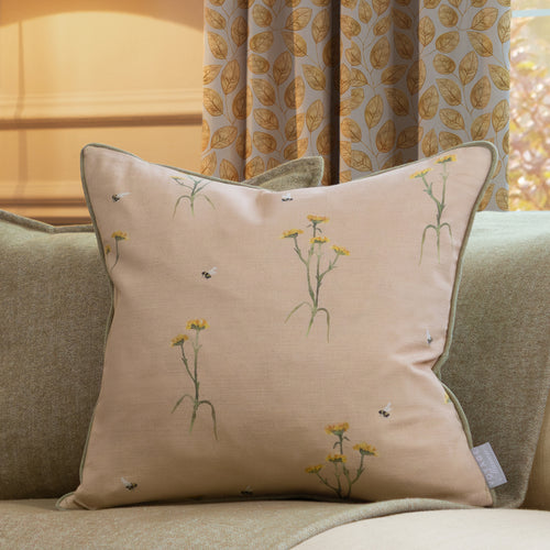 Floral Pink Cushions - Allimore Printed Piped Feather Filled Cushion Blossom Voyage Maison