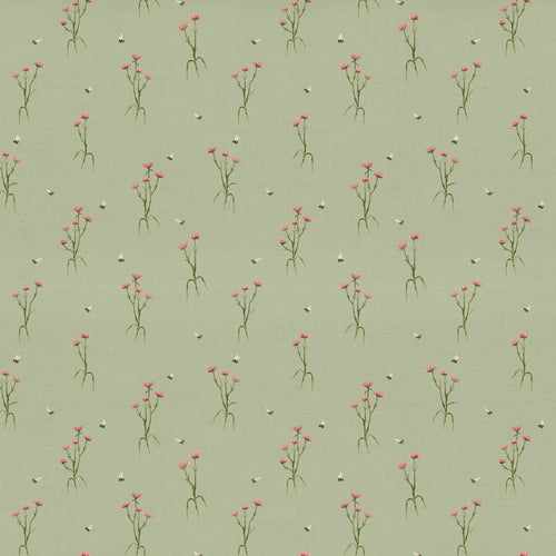 Floral Green Fabric - Allimore Printed Cotton Fabric (By The Metre) Sage Voyage Maison