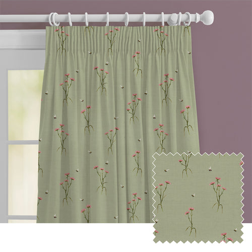 Floral Green M2M - Allimore Printed Cotton Made to Measure Curtains Sage Voyage Maison