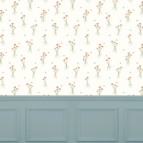 Floral Cream Wallpaper - Allimore  1.4m Wide Width Wallpaper (By The Metre) Linen Voyage Maison