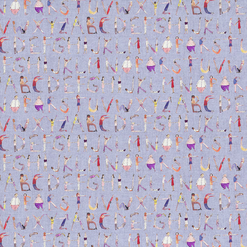 Samples - Alphabet People Printed Fabric Sample Swatch Lilac Voyage Maison