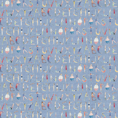 Samples - Alphabet People Printed Fabric Sample Swatch Sky Voyage Maison