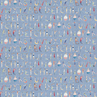 Voyage Maison Alphabet People Printed Fabric Sample Swatch in Sky