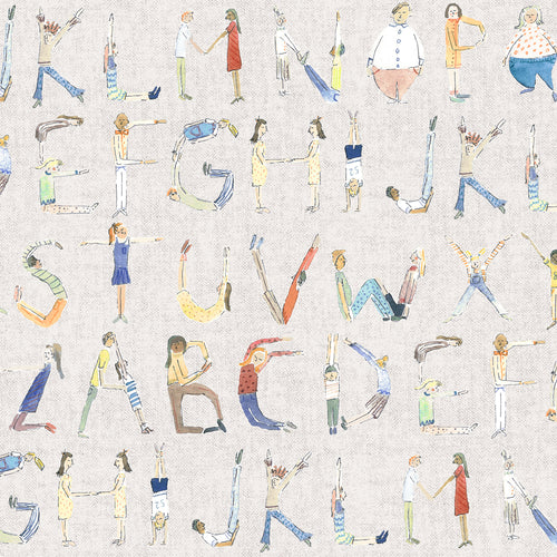  Samples - Alphabet People  Wallpaper Sample Oat Voyage Maison