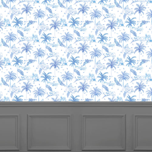 Global Blue Wallpaper - Altea  1.4m Wide Width Wallpaper (By The Metre) Cobalt Voyage Maison