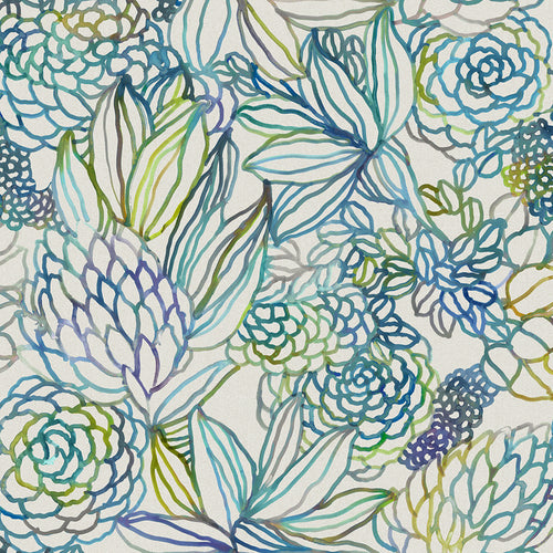 Floral Blue Fabric - Althorp Printed Cotton Fabric (By The Metre) Capri Voyage Maison
