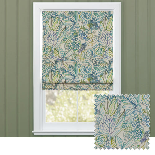 Floral Blue M2M - Althorp Printed Cotton Made to Measure Roman Blinds Capri Voyage Maison