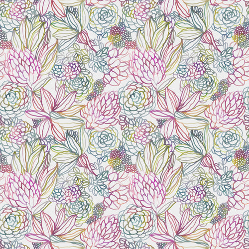 Floral Pink Fabric - Althorp Printed Cotton Fabric (By The Metre) Sorbet Cream Voyage Maison