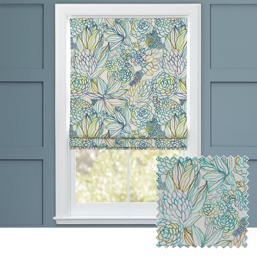 Floral Blue M2M - Althorp Printed Cotton Made to Measure Roman Blinds Capri Blue Voyage Maison