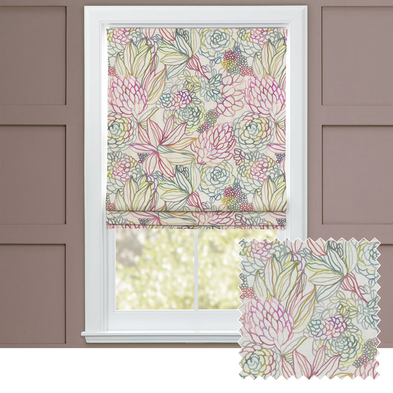 Floral Pink M2M - Althorp Printed Cotton Made to Measure Roman Blinds Sorbet Cream Voyage Maison