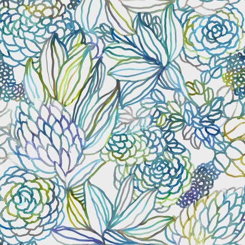 Floral Blue Wallpaper - Althorp  1.4m Wide Width Wallpaper (By The Metre) Capri Voyage Maison