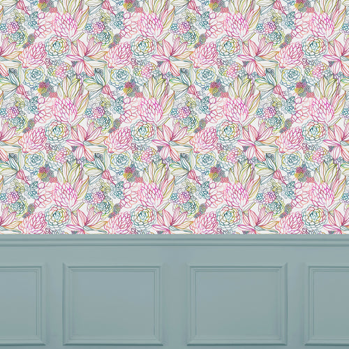 Floral Pink Wallpaper - Althorp  1.4m Wide Width Wallpaper (By The Metre) Sorbet Voyage Maison