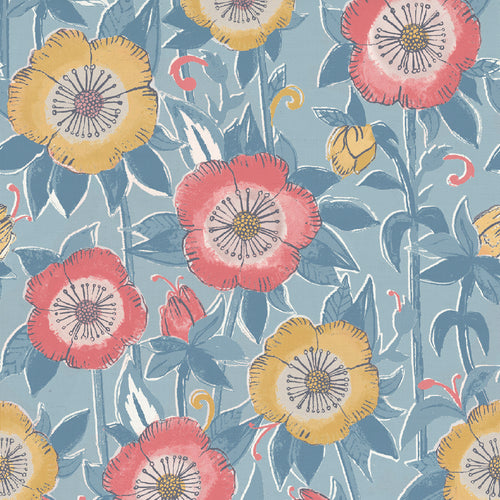  Samples - Amhera Printed Fabric Sample Swatch Cornflower Voyage Maison
