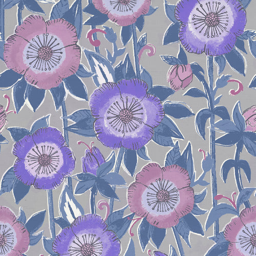  Samples - Amhera Printed Fabric Sample Swatch Iris Voyage Maison