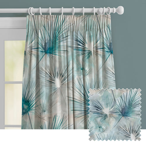 Floral Blue M2M - Amida Linen Printed Made to Measure Curtains Cobalt Voyage Maison