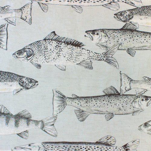 Animal Silver Fabric - Aquarius Printed Cotton Fabric (By The Metre) Frost Voyage Maison
