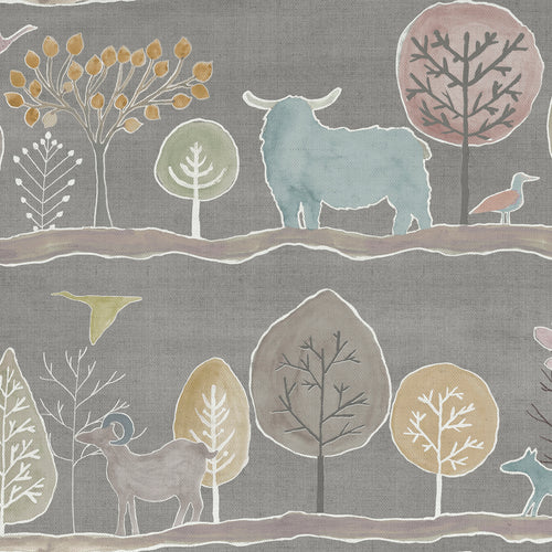 Animal Grey Fabric - Ariundle Printed Cotton Fabric (By The Metre) Granite Voyage Maison