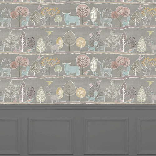 Animal Grey Wallpaper - Ariundle  1.4m Wide Width Wallpaper (By The Metre) Granite Voyage Maison