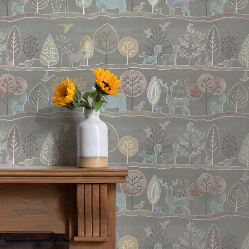 Animal Grey Wallpaper - Ariundle  1.4m Wide Width Wallpaper (By The Metre) Granite Voyage Maison