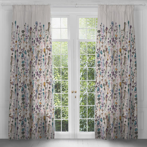 Abstract Purple Curtains - Arley Printed Pencil Pleat Curtains Ironstone Voyage Maison