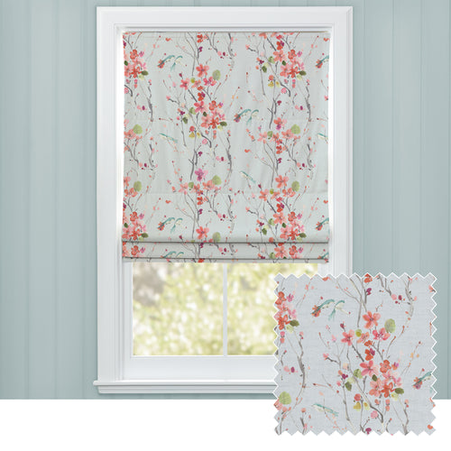 Floral Orange M2M - Armathwaite Printed Cotton Made to Measure Roman Blinds Coral/Dove Voyage Maison