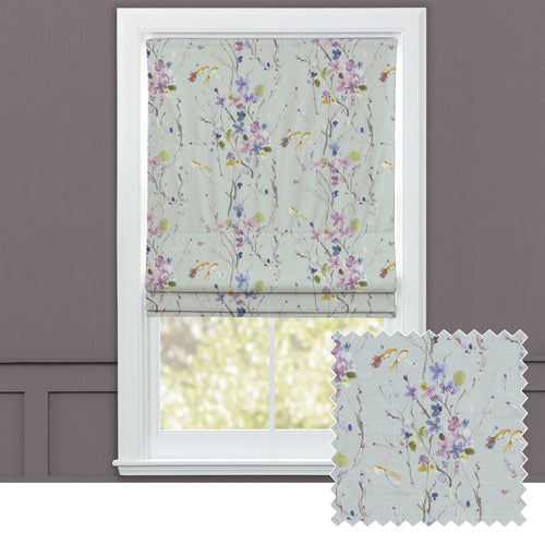 Floral Purple M2M - Armathwaite Printed Cotton Made to Measure Roman Blinds Violet/Duck Egg Voyage Maison