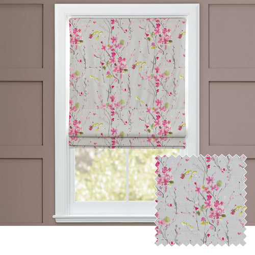 Floral Pink M2M - Armathwaite Printed Cotton Made to Measure Roman Blinds Blossom/Silver Voyage Maison