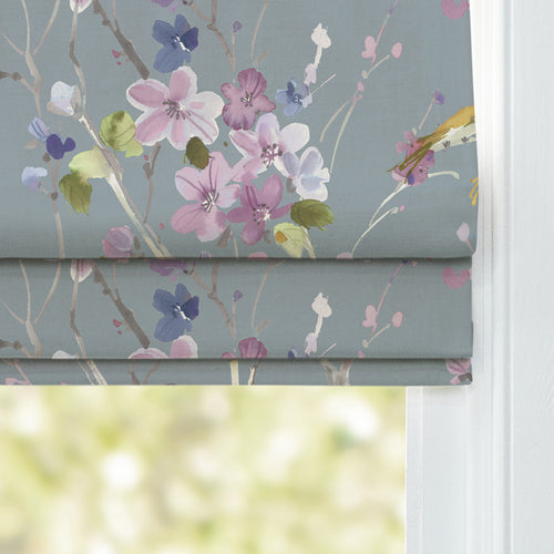 Floral Grey M2M - Armathwaite Printed Cotton Made to Measure Roman Blinds Violet/Slate Voyage Maison