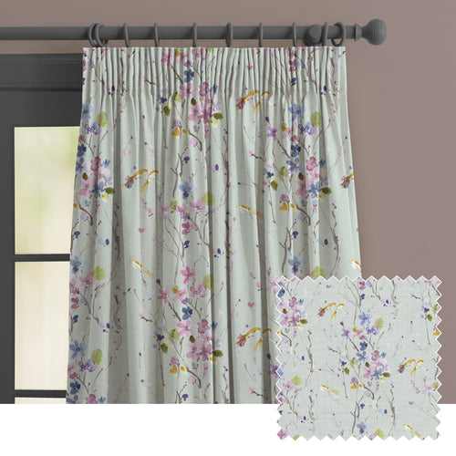 Floral Purple M2M - Armathwaite Linen Printed Made to Measure Curtains Duck Egg Voyage Maison