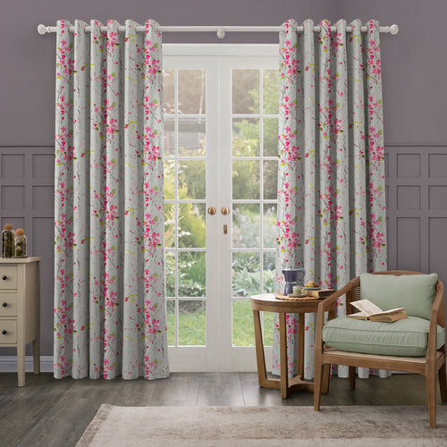 Floral Grey M2M - Armathwaite Linen Printed Made to Measure Curtains Silver Voyage Maison