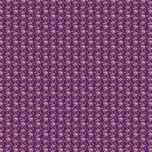 Floral Purple Fabric - Armathwaite Printed Cotton Poplin Apparel Fabric (By The Metre) Blossom/Plum Voyage Maison