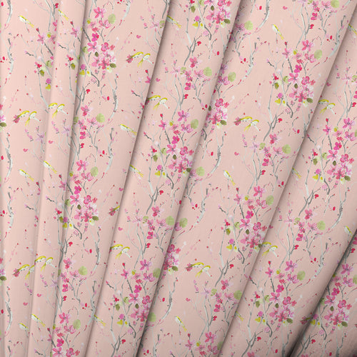 Floral Pink Fabric - Armathwaite Printed Cotton Poplin Apparel Fabric (By The Metre) Blossom/Primrose Voyage Maison