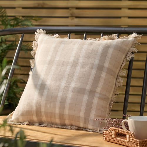 Check Brown Cushions - Arrochar Outdoor Tartan Polyester Filled Cushion Nut Voyage Maison