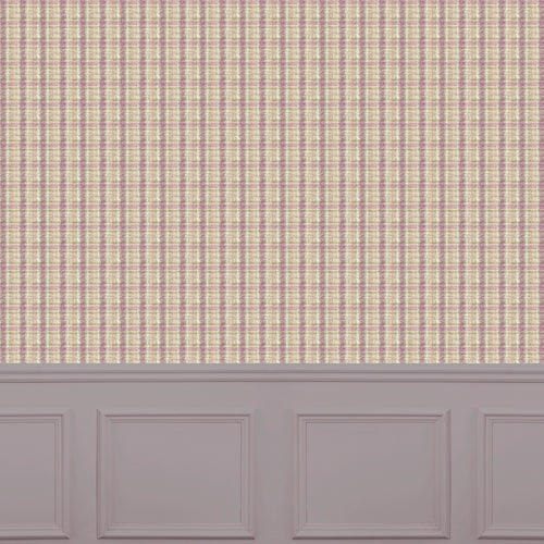 Check Purple Wallpaper - Arrochar  1.4m Wide Width Wallpaper (By The Metre) Plum Voyage Maison