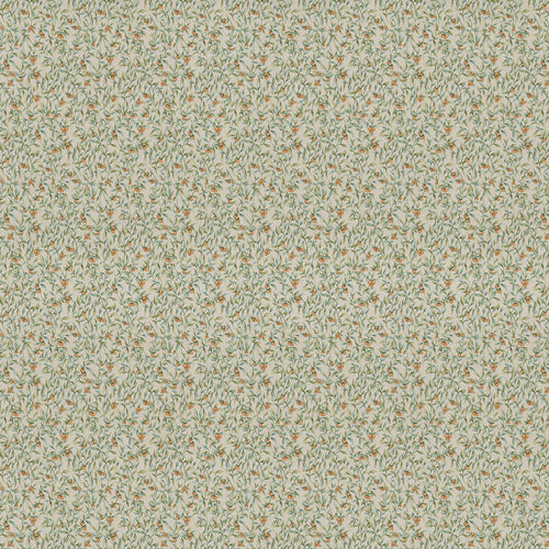 Floral Green Fabric - Aura Printed Cotton Fabric Moss Voyage Maison