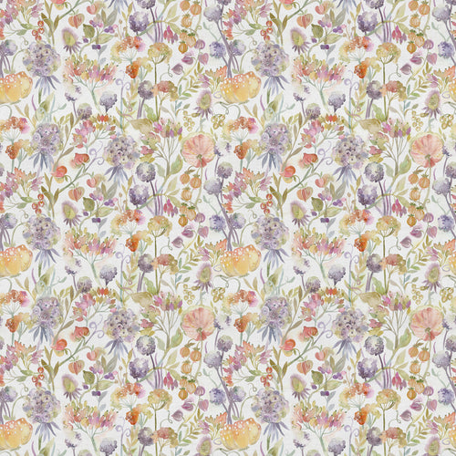 Floral Multi Fabric - Autumn Floral Printed Linen Fabric (By The Metre) Cream Voyage Maison