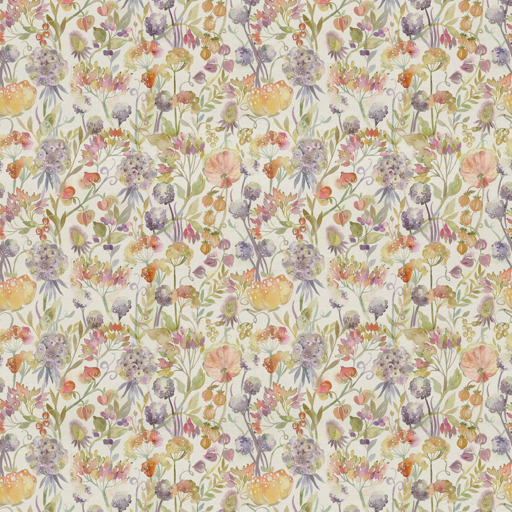 Automn Cloth Autumn Floral Natural Printed Linen Fabric (By The Metre) | Multi ...