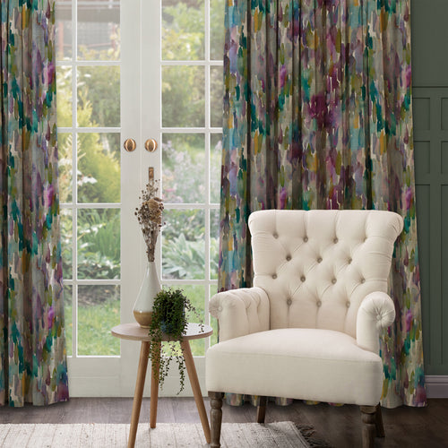Abstract Purple Fabric - Azima Printed Velvet Fabric (By The Metre) Indigo Voyage Maison